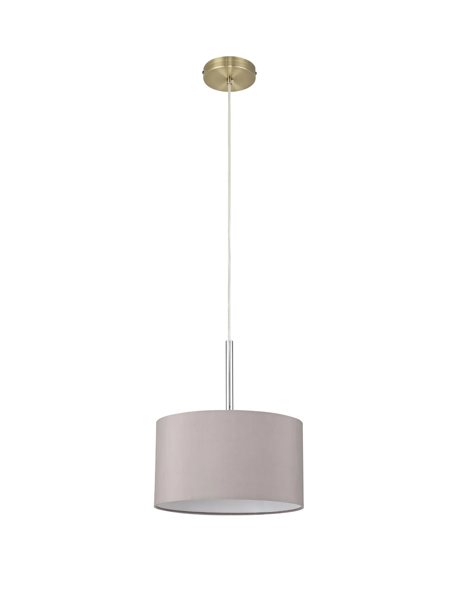 Baymont 30cm Pendant 1 Light Antique Brass, Grey DK0206  Deco Baymont AB GR